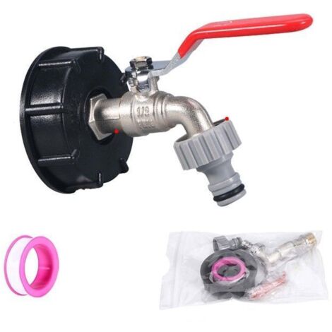 Accessoires pour conteneurs IBC, robinet en laiton pour fût IBC 1/2", raccord 6 à 4 points 1/2" + raccord mamelon en plastique - MH (1/4)