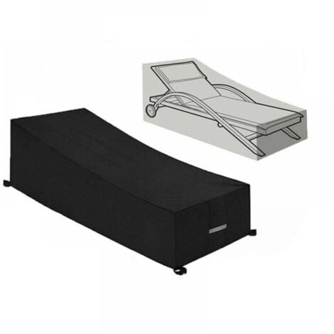 Housse de transat - 1 unité, 200x70x40/80cm, Oxford 210D imperméable et anti-UV - Noir (1/3)