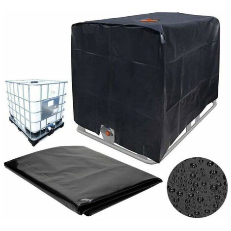 Bâche de couverture pour réservoir d'eau 1000L, 116x100x120 cm, anti-UV et imperméable (Noir) (1/5)