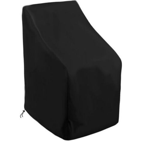Housse de Protection Imperméable pour Chaise de Jardin Empilable, avec Cordon Intégré en Oxford 210D - Noir - Dimensions 65x65x80/12 (1/4)