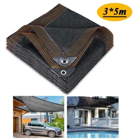 Toile d'ombrage, protection respirante en HDPE contre les rayons pour jardin et terrasse, filet de protection solaire - 3x5m (1/4)