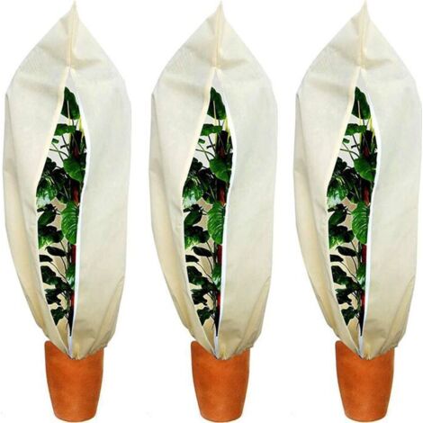 Protection hivernale pour plantes - Adapté aux arbres et diverses plantes, 3 pièces, couleur abricot, 80x100 cm (1/5)