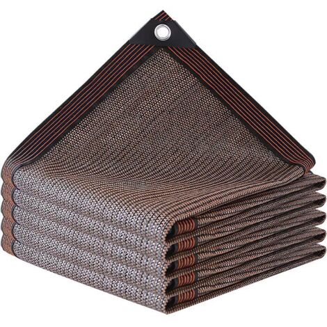 Voile d'ombrage perforée, filet anti-UV avec 90% d'ombrage, idéale pour balcon ou jardin, marron (3x5m). (1/5)
