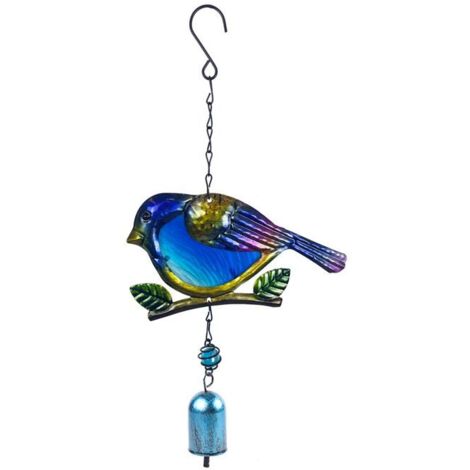 1 carillon éolien métallique anti-rouille en forme de colibri, décoration de chambre - Bleu (1/3)