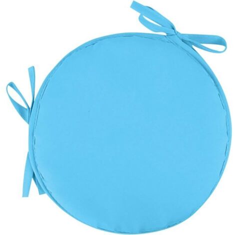Coussins de chaise ronds imperméables, avec attaches, 30 cm, pour chaises de bistrot ou salle à manger, bleu. (1/5)