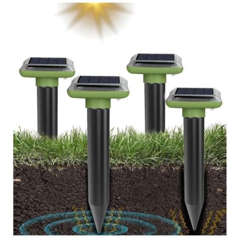 4X Répulsifs solaires à ultrasons IP56 - Anti-Taupes Ultrasonique - Éloigne les Taupes - Écologique (1/5)
