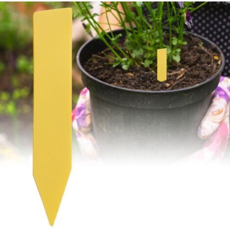 Étiquette pour nom de plante - 100 pièces - PVC - Jaune - Imperméable et durable (1/3)