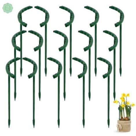 16 Pièces Tuteurs Demi-Ronds pour Plantes, Supports en Cage et Anneaux de Soutien (24 x 14 cm) (1/5)