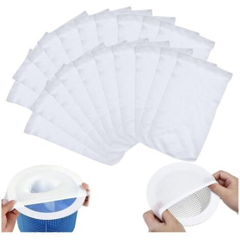 Lot de 20 chaussettes filtrantes pour skimmer de piscine, réutilisables en nylon élastique, pour une filtration efficace des débris. (1/5)