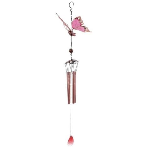 Carillons éoliens Baoblaze - Papillon lumineux en fer - Tube en aluminium - Rose (1/4)