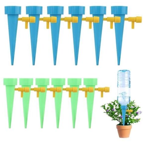 Lot de 12 kits d'irrigation goutte à goutte pour plantes, avec goutteurs à débit réglable et adaptateur pour bouteilles, arrosage mu (1/5)