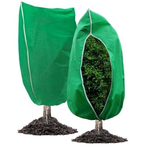 Lot de 2 voiles d'hivernage 80g/m² 120x100cm, avec fermeture ajustable pour protéger vos plantes extérieures. (1/5)