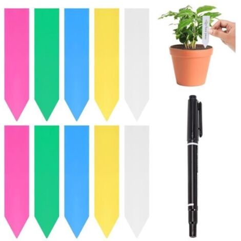 Lot de 500 étiquettes de jardin en plastique multicolores - 10 x 2 cm - Étiquettes imperméables pour potager en 5 couleurs (1/4)
