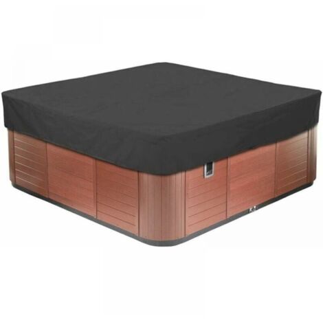 Noir, 231x231x30cm, Housse de protection pour spa carré de jardin, en toile Oxford 210D imperméable. (1/5)