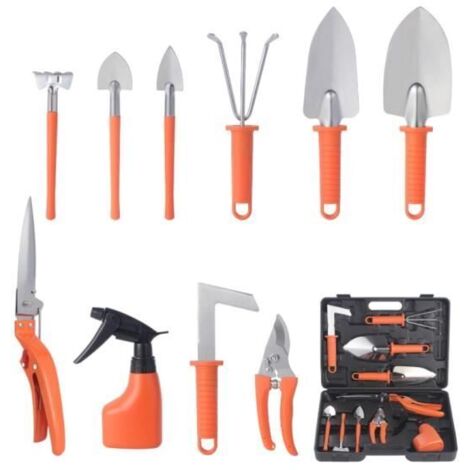Kit d'outils de jardin - 10 pièces - Acier inoxydable - Sac de transport - Léger et durable (1/4)
