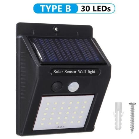 Applique murale solaire 30 LED, étanche avec détecteur de mouvement - Type B. (1/4)
