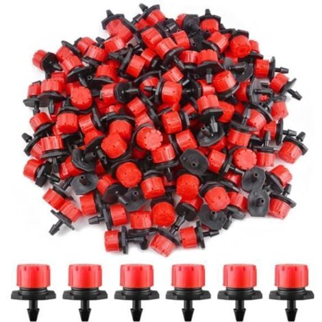 100 pièces Goutteurs d'Irrigation Réglables, 1/4'' Système d'Irrigation Goutte à Goutte Tête Micro Débit Buses de Brumisation (1/4)