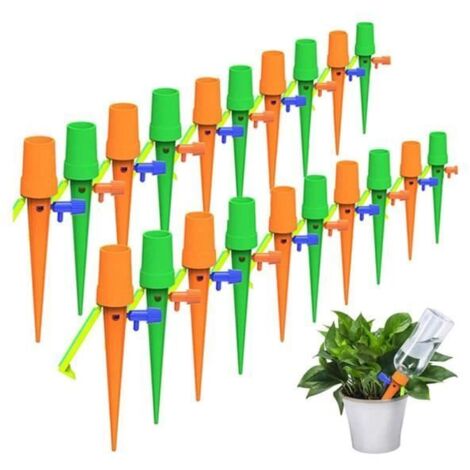 20 pièces Kit d'Irrigation Goutte à Goutte, Piquets d'Arrosage Automatiques avec 20 Supports Anti-basculement, Universel. (1/4)
