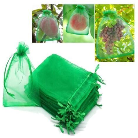 Sac de Protection pour Fruits 30 x 40 cm - Lot de 50 Pièces, Filet pour Grappes de Raisin, Sac en Organza avec Cordon pour Jardin, A (1/4)