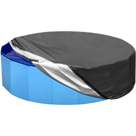 Housse de piscine ronde pliable de 48 pouces pour chiens et enfants, en tissu Oxford avec cordon de serrage portable. (1/5)