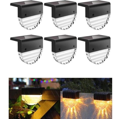 ®RisingFF Lampes solaires extérieures, lot de 6, allumage/extinction automatique, pour clôture extérieure [Classe énergétique A+++] (1/5)