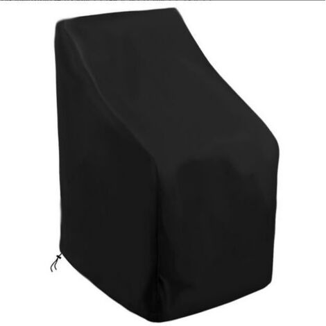 Housse de Protection Imperméable pour Chaise de Jardin Empilable, avec Cordon Intégré en Oxford 210D Noir, Dimensions 65x65x80/120 c (1/4)