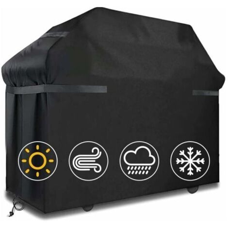 Housse de barbecue RisingFF, imperméable et coupe-vent, avec bretelles et sac de rangement. Dimensions : 145 x 61 x 117 cm, en tissu (1/5)
