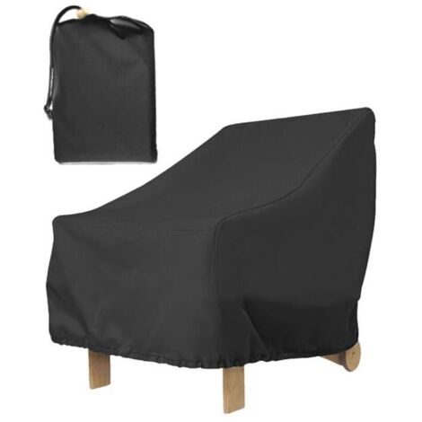 Housse de protection pour chaise de jardin à assise profonde, imperméable 210D, résistante au vent. (1/5)
