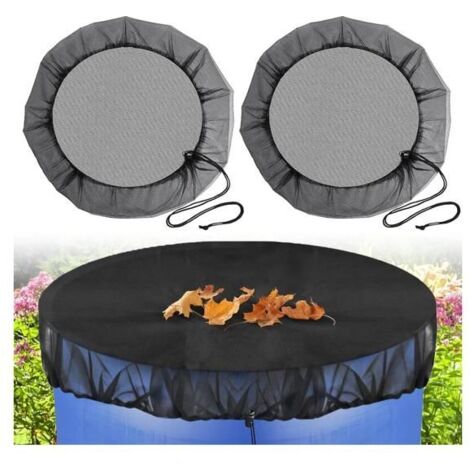 2 Pièces Filet pour Citerne de Pluie, 100 cm Réglable, Housse de Protection avec Cordon pour Tonneau de Pluie, Filet Récupérateur. (1/5)