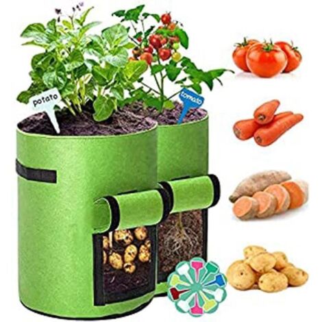 2 Pièces Sacs de Plantation de Pommes de Terre, 7 Gallons Sacs de Jardin en Non-Tissé, Sacs à Pommes de Terre avec Fenêtre (1/4)