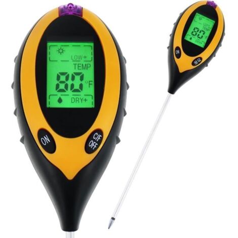 Testeur de sol 4-en-1 ZVD - Mesure pH, humidité, lumière, température - Sonde de 200 mm - Sans fil (1/4)