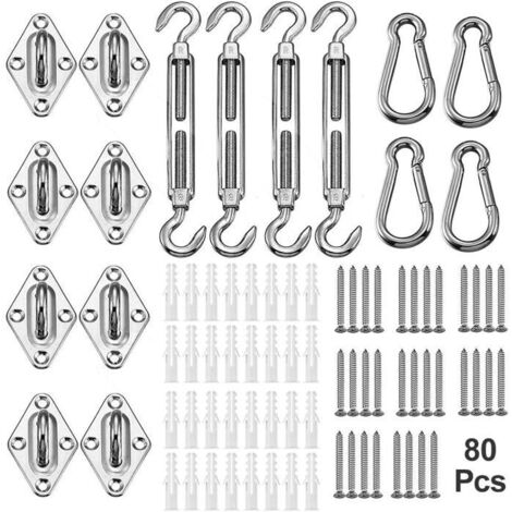 Kit de fixation pour voile d'ombrage 5 pouces, 80 pièces en acier inoxydable 304. (1/5)