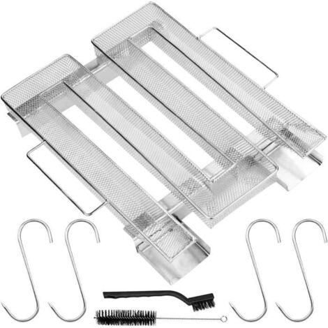 Fumoir à Froid, Générateur de Fumée Froide en Acier Inoxydable 304, Fumoir en Forme M avec 4 Crochets et 2 Brosses, pour Viande et P