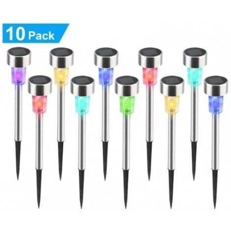 Lampes solaires de Noël - Lot de 10 - Inox étanche - Multicolores (1/4)