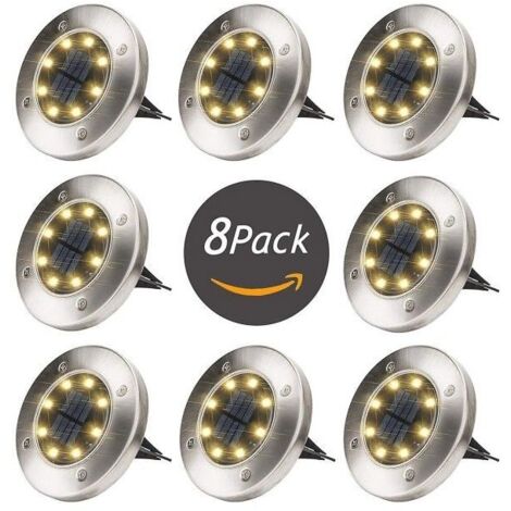 ®Lampes solaires extérieures RisingFF 8 LED, lampadaire de jardin, IP65 (8 LED blanc chaud) - WELLNGS (1/5)