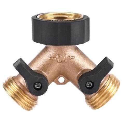 Adaptateur de robinet en laiton, 2 voies, forme en Y, raccord 3/4 pouce, pour arrosage de jardin (norme américaine) - HEN (1/4)