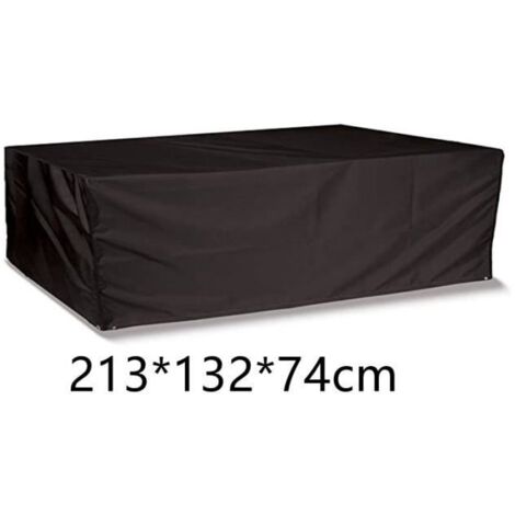 Housse de protection pour salon de jardin - Tissu Oxford - Dimensions 213x132x74 cm - Noir - Résistante aux UV et imperméable (1/4)