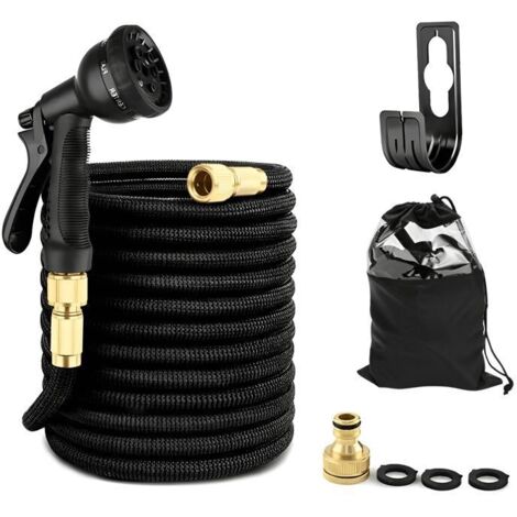 Tuyau d'arrosage extensible avec pistolet à 8 modes, idéal pour voiture, jardin et animaux, 15 m. (1/4)