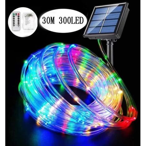 Guirlande Solaire Extérieure - 300 LED, 30M - Blanc et Multicolore - LED Intégrées - Énergie Solaire (1/4)