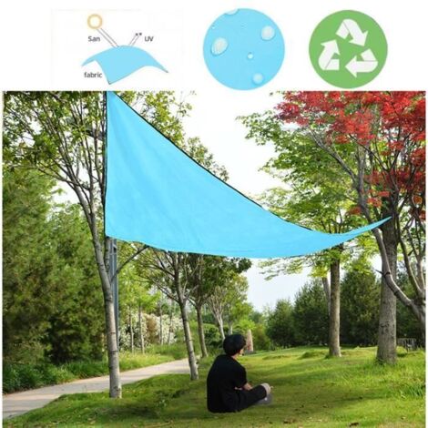 Bleu - Auvent triangulaire 3x3m, voile d'ombrage extérieur simple et efficace. (1/4)
