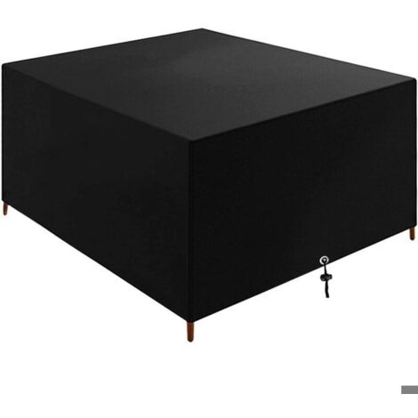 Housse pour mobilier de jardin - Housse extérieure en Oxford 420D noir 126x126x74cm à cordon de serrage (1/5)