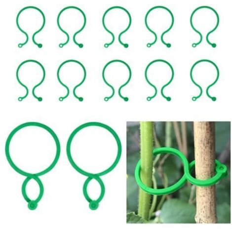 Attache pour Plantes de Jardin - Support à Clip avec Fermoir - Lot de 50 - Vert - 4cm x 2,7cm (1/4)