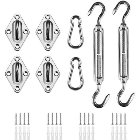 Kit de fixation pour auvent, quincaillerie en acier inoxydable pour voile d'ombrage de jardin robuste. (1/5)