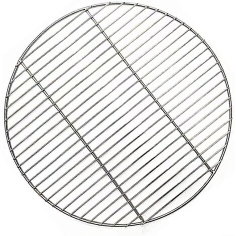 Grille ronde en acier inoxydable pour barbecue et camping, 43 cm, maille de cuisson, construction soudée durable.