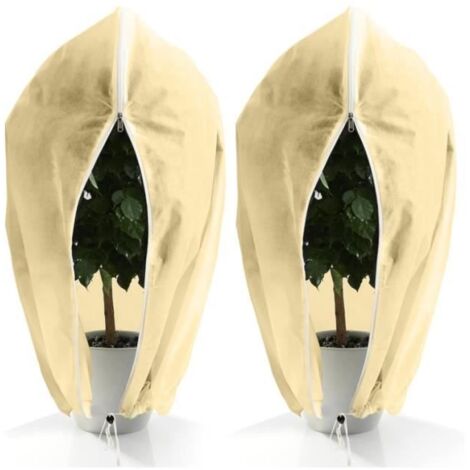 2 Pièces 80x120cm Housse d'hivernage pour Plantes Extérieur 80g/m² avec Fermeture Éclair et Cordon de Serrage (1/4)