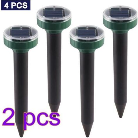 4 pièces répulsif solaire à ultrasons pour rongeurs, extérieur jardin taupes rats. (1/4)