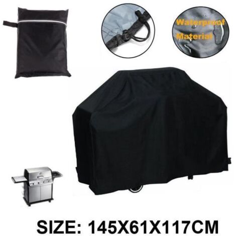 145x61x117cm Couverture de protection imperméable pour barbecue extérieur, adaptée aux modèles à gaz, charbon ou électrique. (1/4)