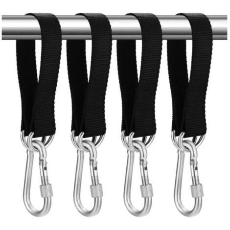 Sangles de fixation pour balançoire - MARQUE - Lot de 4 - Polyester haute résistance - 30 cm x 25 mm - Noir (1/4)