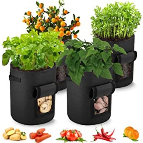 Lot de 4 sacs de plantation de jardin, 10 gallons non tissés, idéal pour pommes de terre. (1/4)