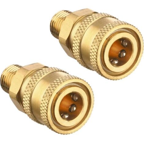 Coupleur Nettoyeur Haute Pression - ZVD - Raccord Rapide - 5000 PSI - Laiton - Lot de 2 (1/3)